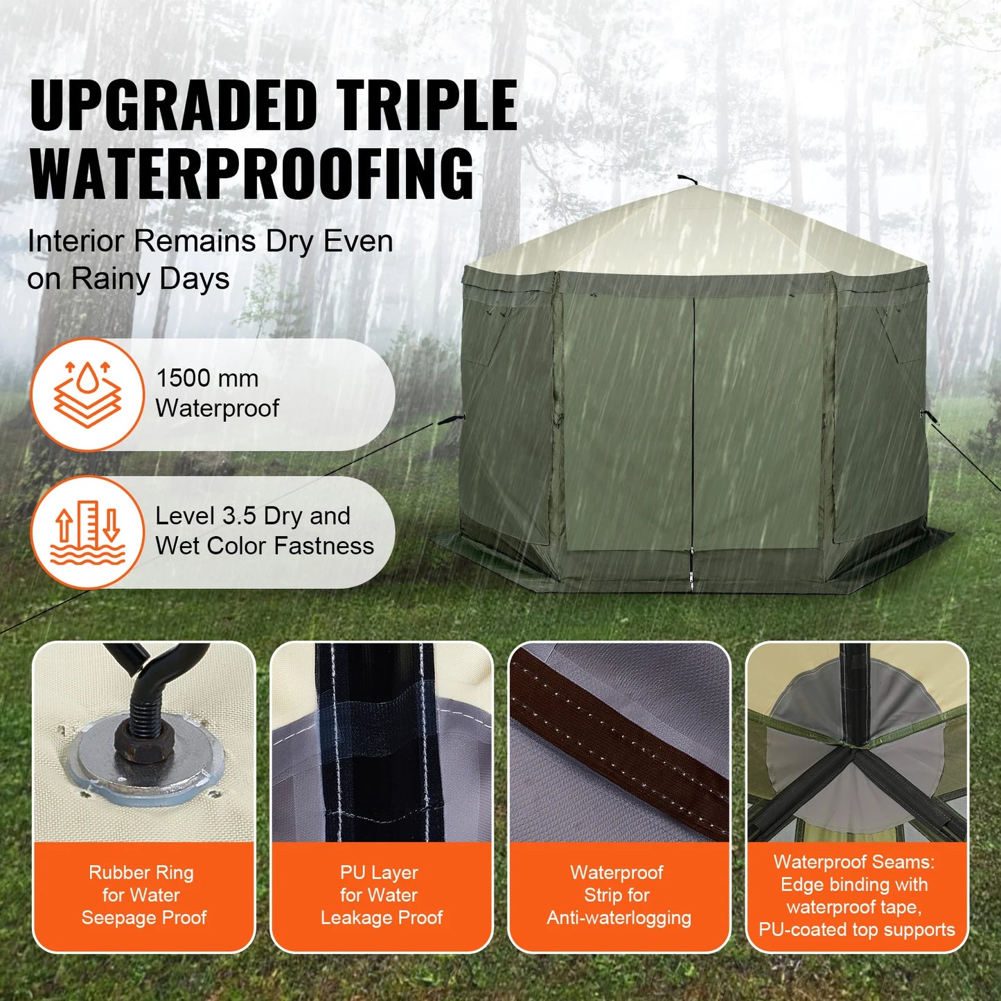 SucceBuy 10x10ft Pop Up Gazebo With 6 Removable Wind Cloths