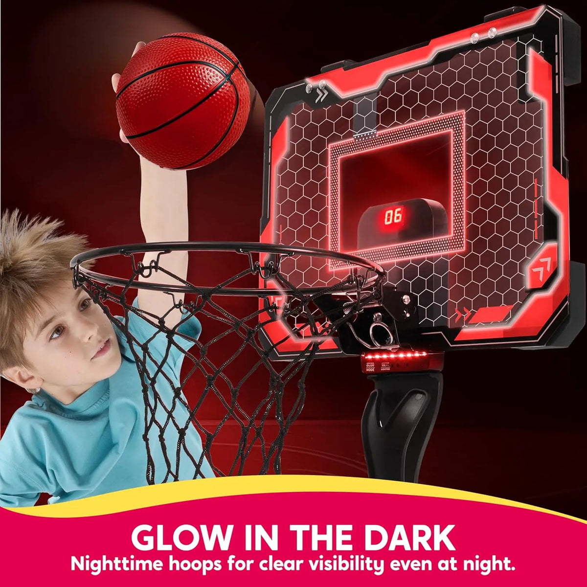 Joyfy Led Indoor Basketball Hoop With Remote And Scoreboard