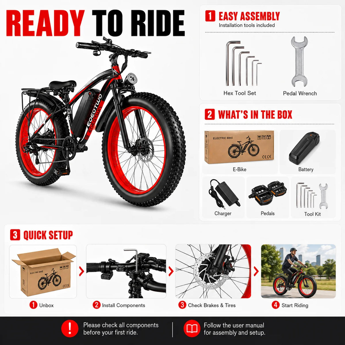 Electric Bike for Adults Teens, 1500W Motor, 34 Mph & 60 Miles, 26" Fat Tire All-Terrain Electric Mountain Bike with 48V 15AH Removable Battery, Dual Brake Off-Road Ebike