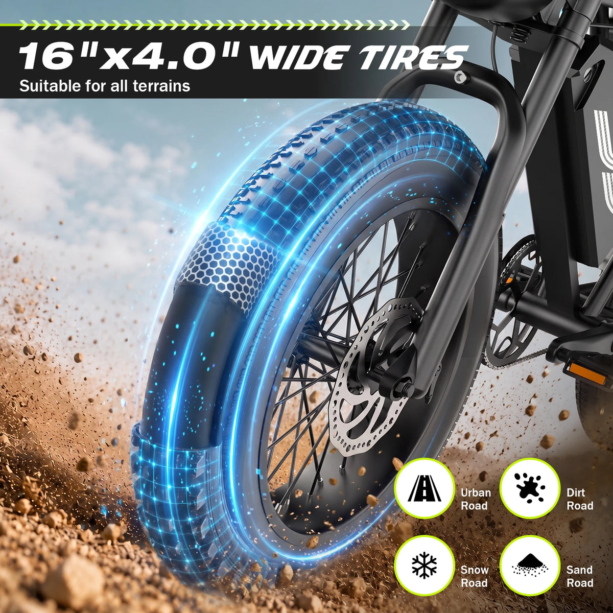ASKGO Electric Bike for Adults, 1500W Peak Electric Dirt Bike, 28MPH 65Miles Ebike with 48V 20Ah Removable Battery,16" Fat Tire All-Terrain Ebike with NFC Unlock,Suitable for Off-Road, Mountain and Snow Riding,UL2849 Certifie