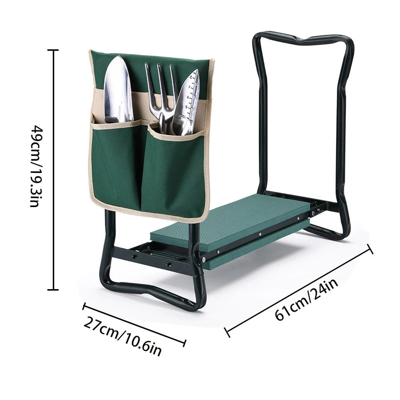 Foldable Dual Purpose Garden Kneeler With Tool Storage Bag