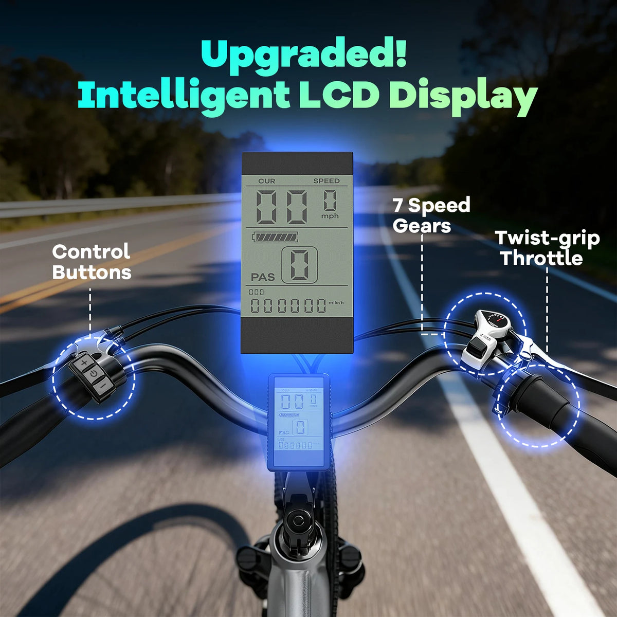 Cybervelo 26" Adult Electric Bicycle 1000W Peak Waterproof 48V Battery 7-Speed Shift for Commute Beach Snow Women's Men's EK3