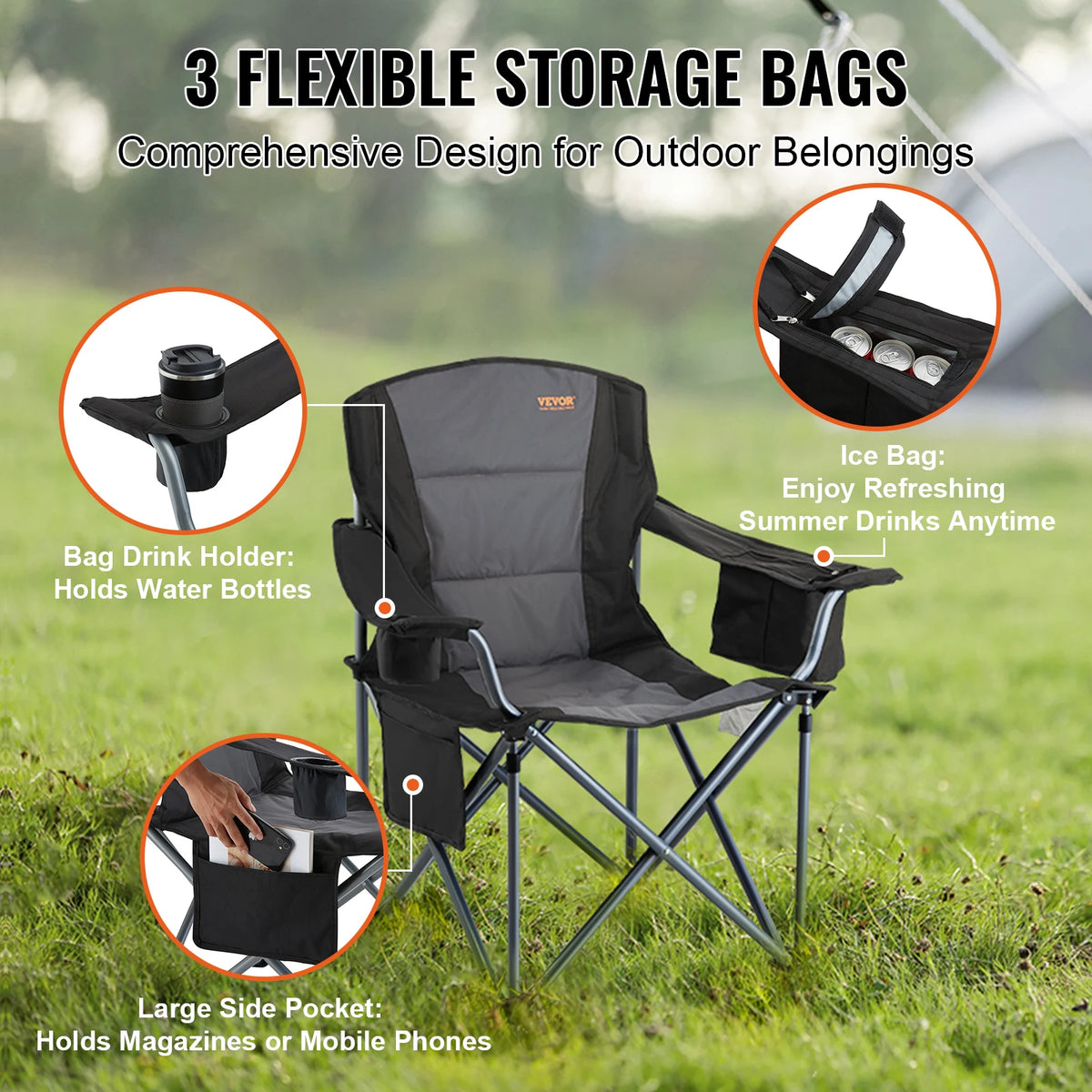 SucceBuy Adjustable Folding Camping Chair For Outdoor Travel