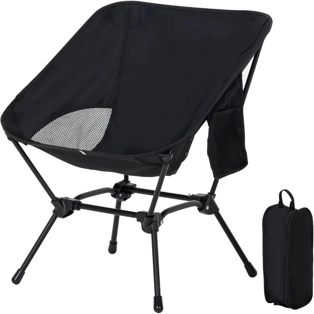 Portable Lightweight Foldable Camping Chair for Adults with Breathable Mesh and Storage Pocket