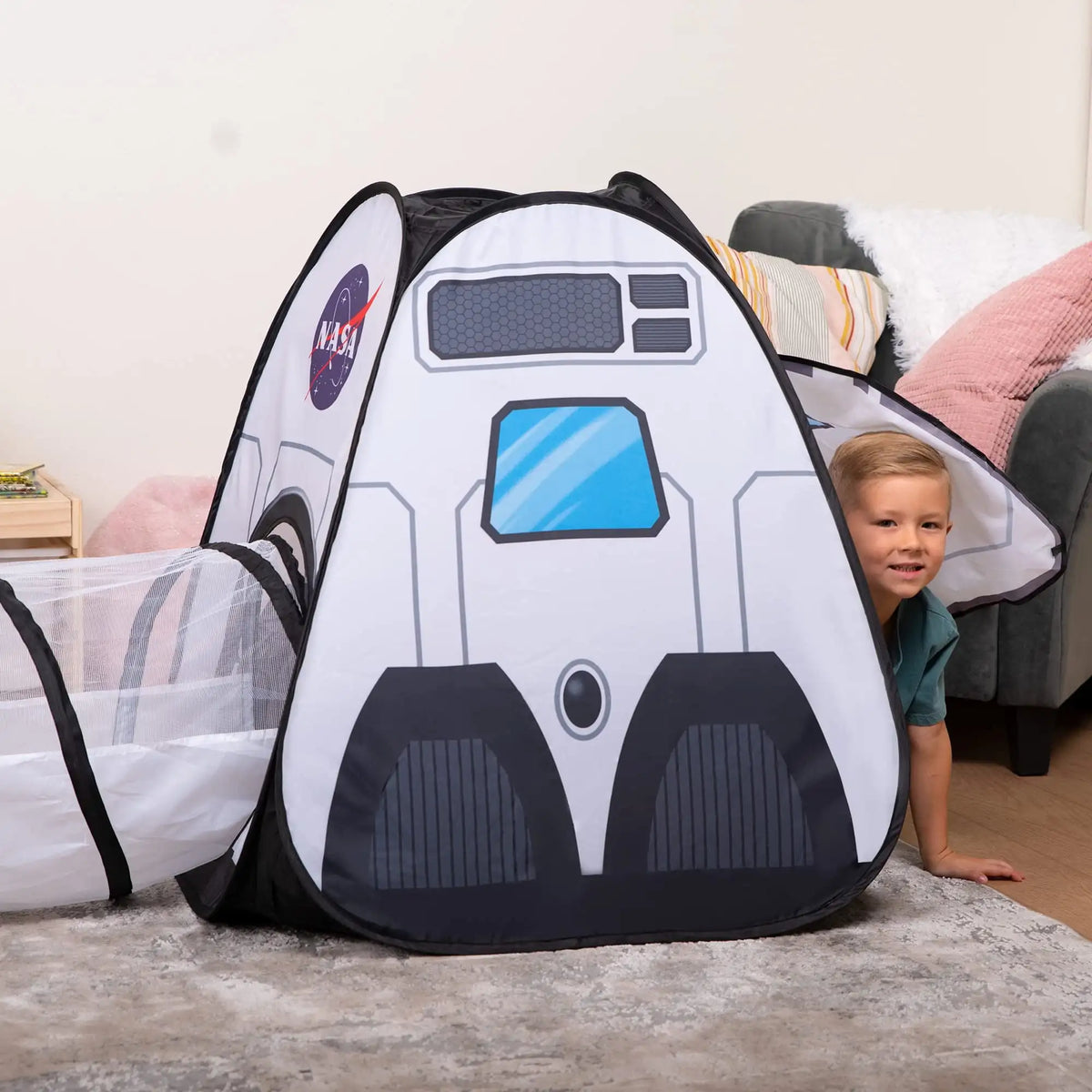 Joyfy Rocket Ship Play Tent Set With Tunnel For Kids