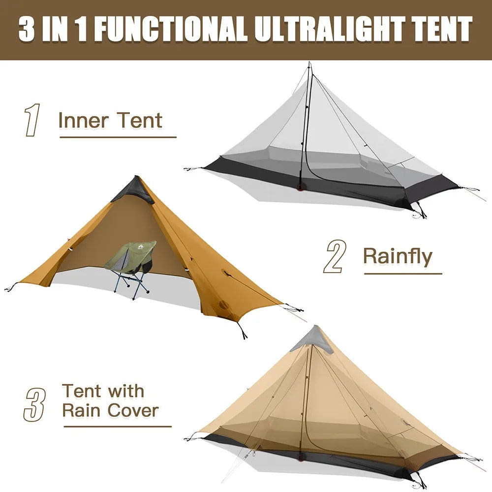 Night Cat 1 Person Tent Ultralight: Lightweight One Man Tent For Hiker Camper Backpacking Exploring Desert Forest Island