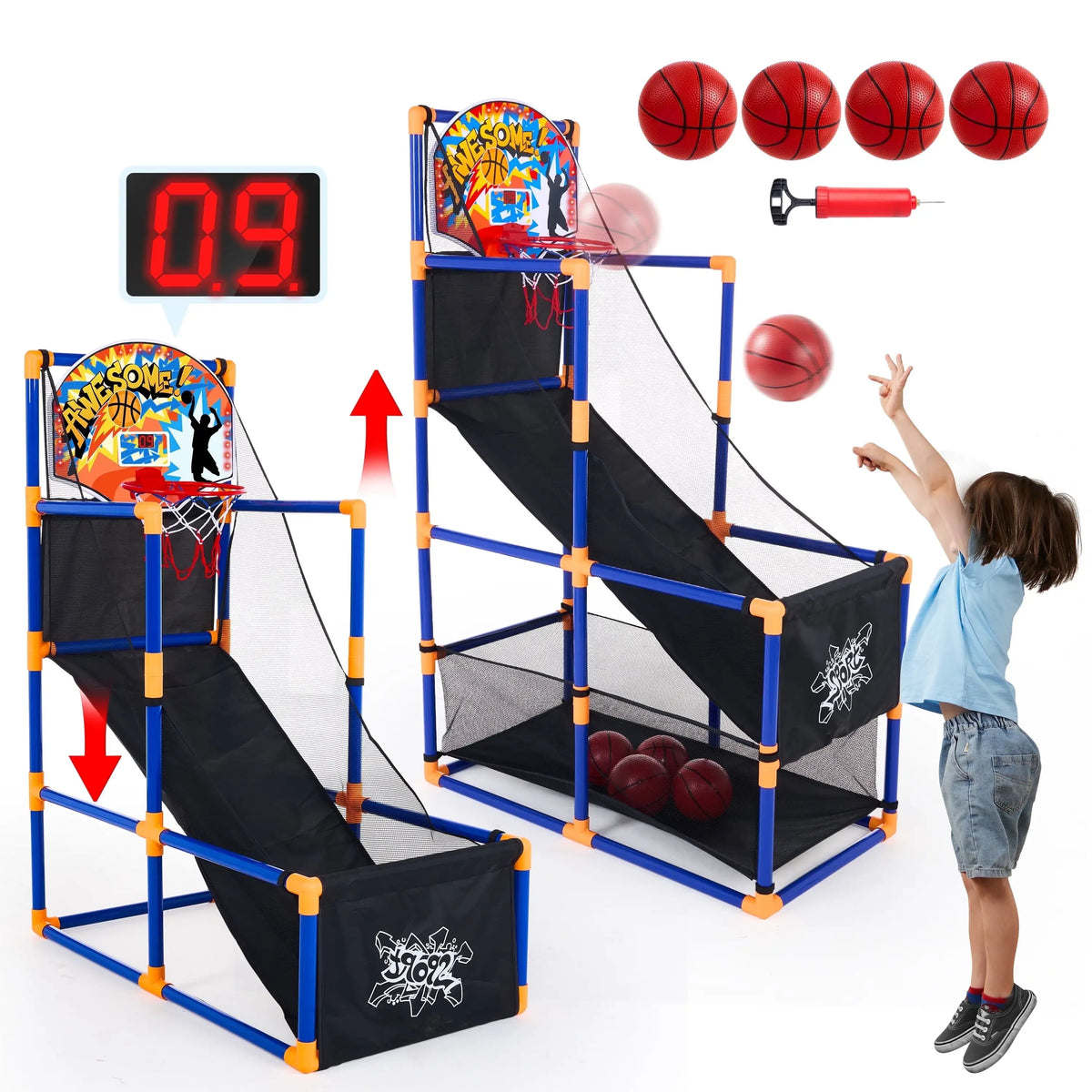 Joyfy LED Scoring Arcade Basketball Game Adjustable Height Hoop