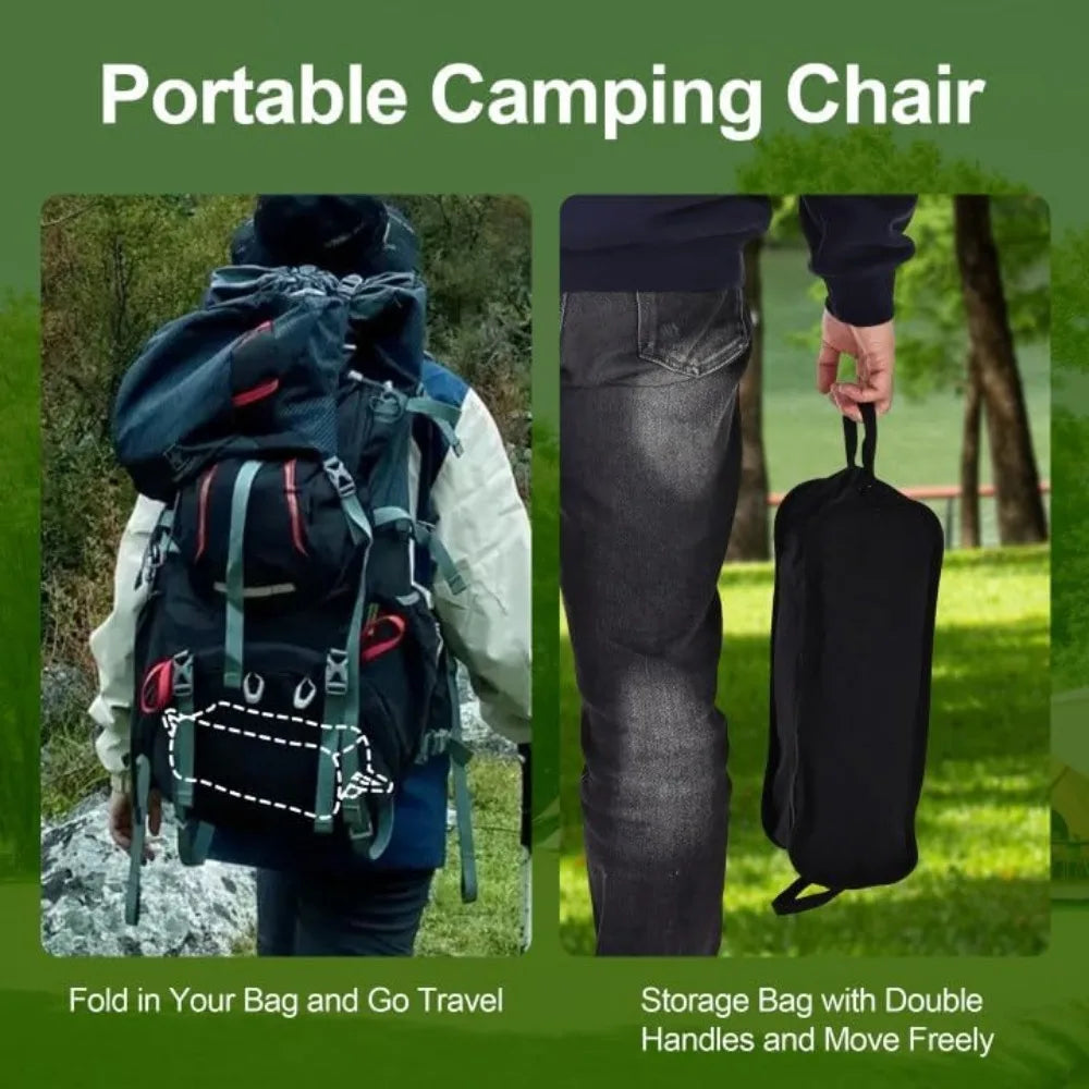 Portable Lightweight Foldable Camping Chair for Adults with Breathable Mesh and Storage Pocket