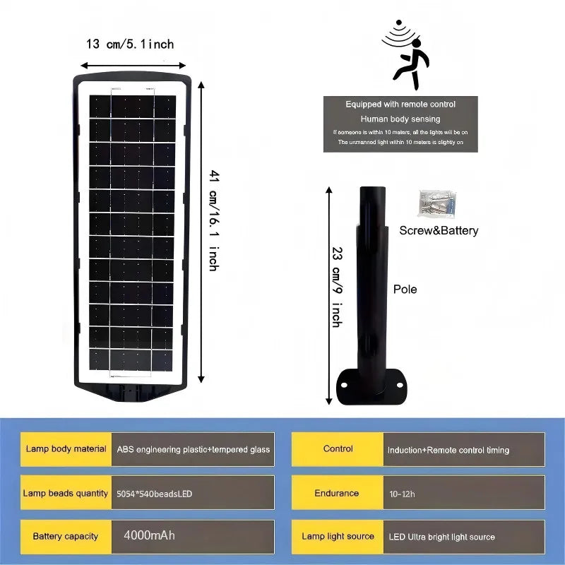 Solar Street Lights With Motion Sensor Dusk To Dawn Waterproof Installation
