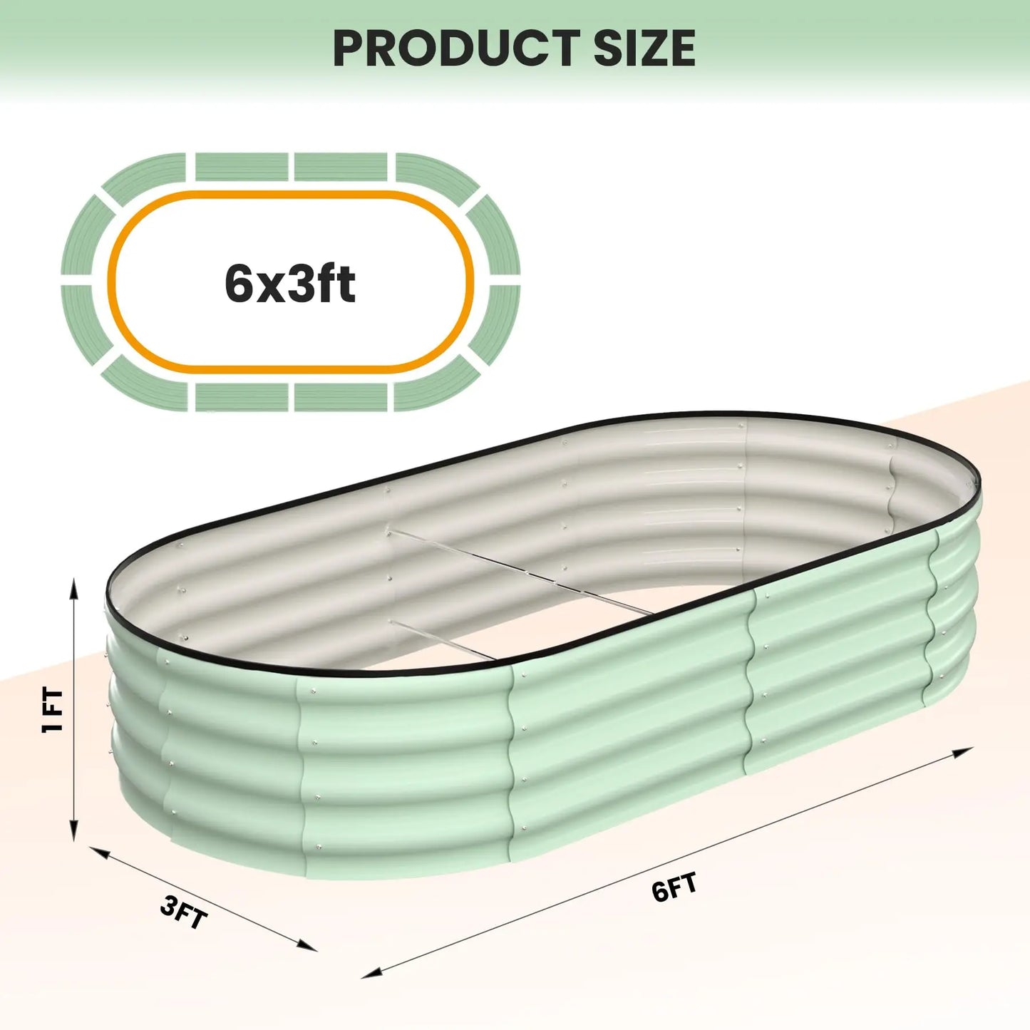 HiMISS Galvanized Steel Oval Raised Garden Bed Planter