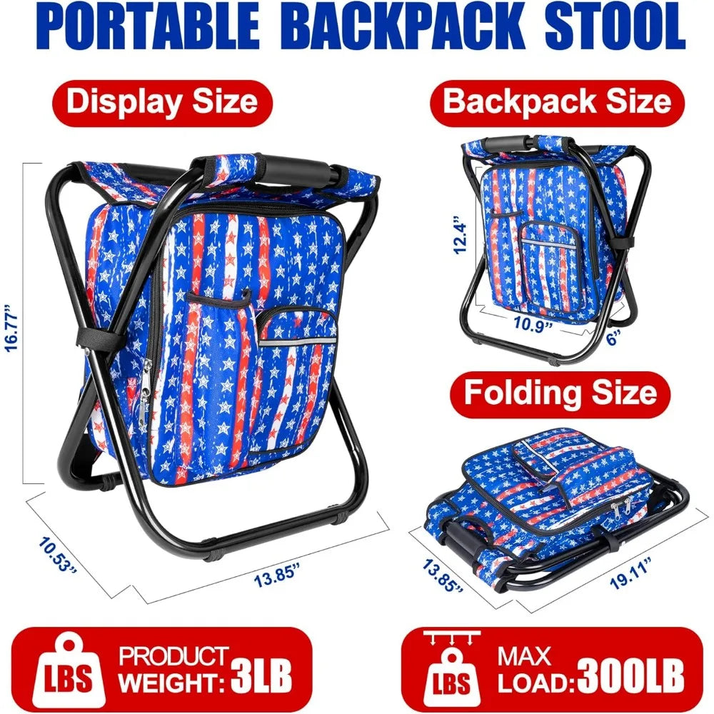 Heavy Duty 300 LB Folding Cooler Backpack Stool Lightweight Portable Camping Hunting Fishing Seat