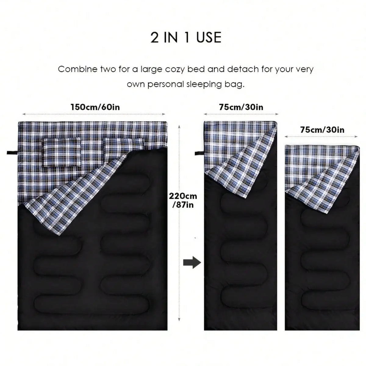 Camping Sleeping Bag for Two Adults With Two Pillows