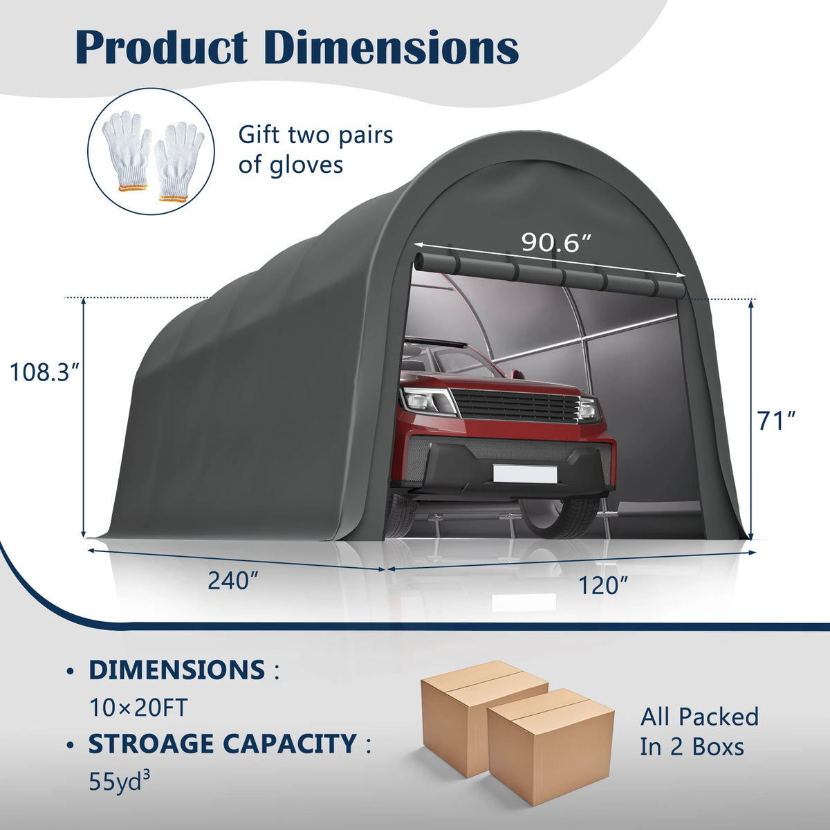 GIHAUVIA Heavy Duty Steel Frame Waterproof Carport Canopy Vented Roof