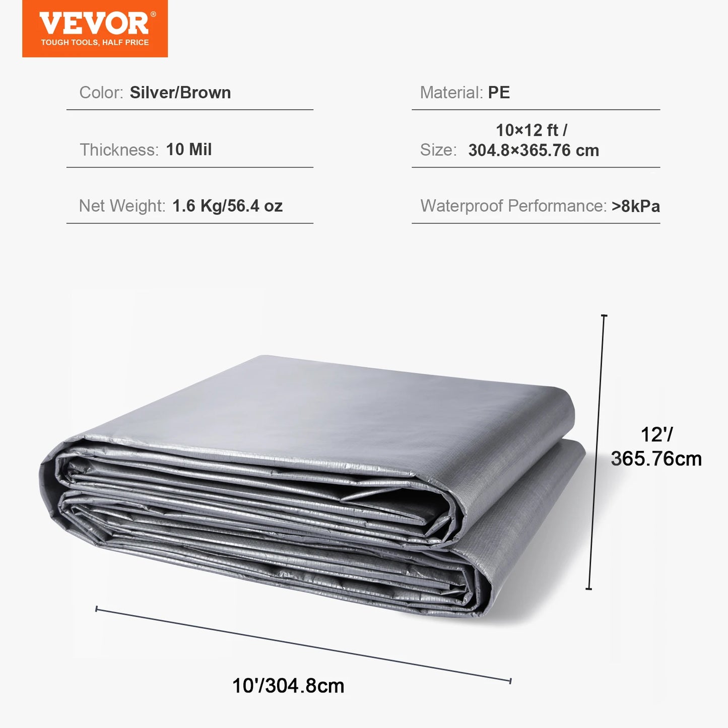 SucceBuy Heavy Duty Waterproof Poly Tarps With Grommets