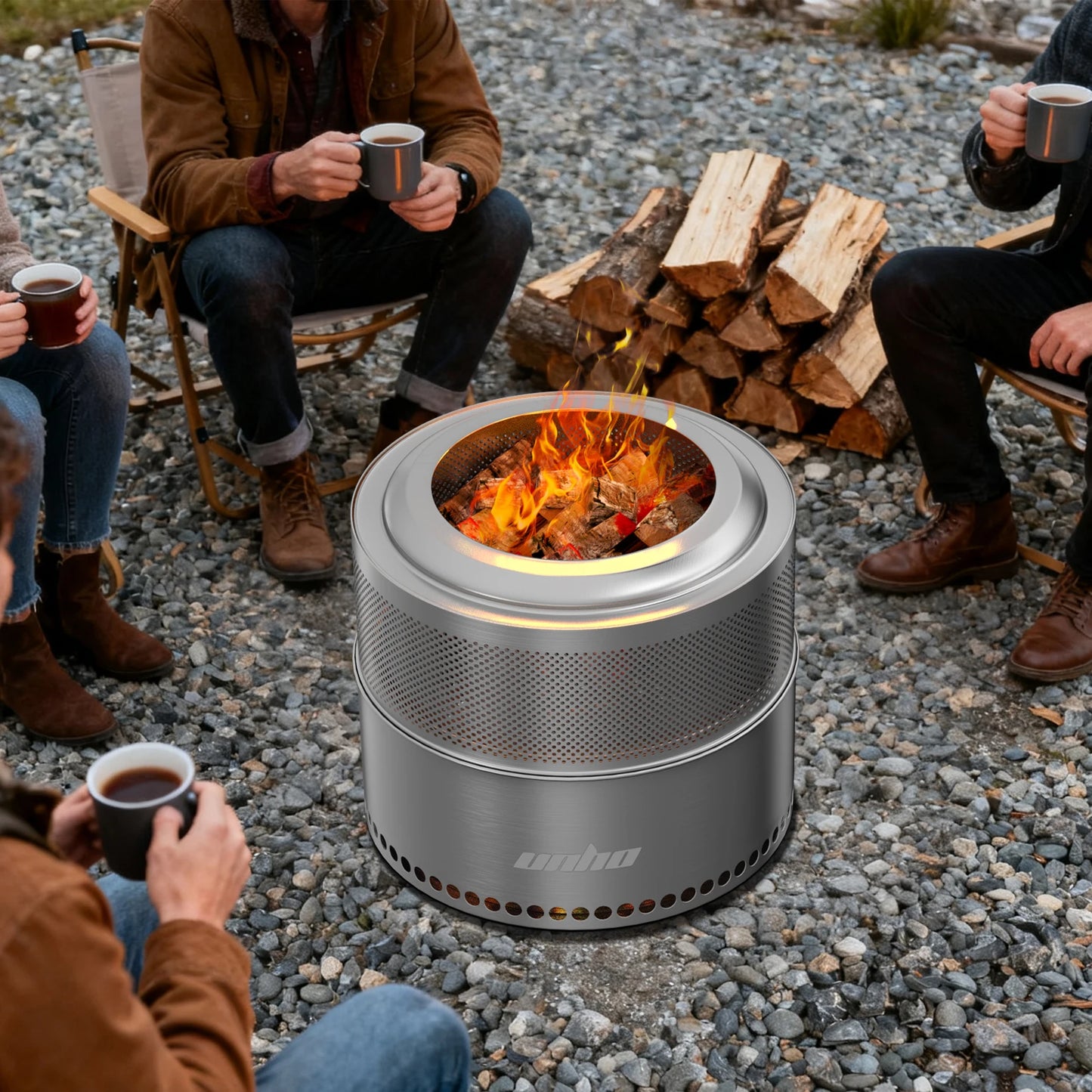 Portable Stainless Steel Smokeless Fire Pit With Carry Bag