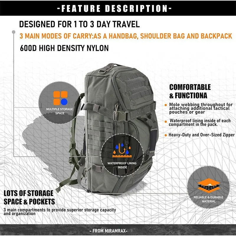 LQARMY Large Capacity Waterproof Travel Duffle Bag Gym Fitness Weekend