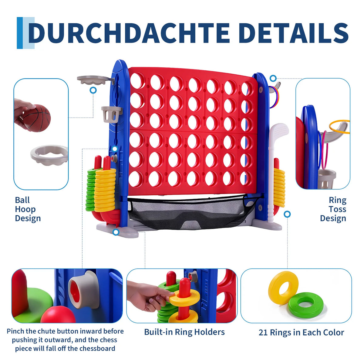 Versatile Outdoor Giant Connect Game Set Basketball Hoop Ring Toss