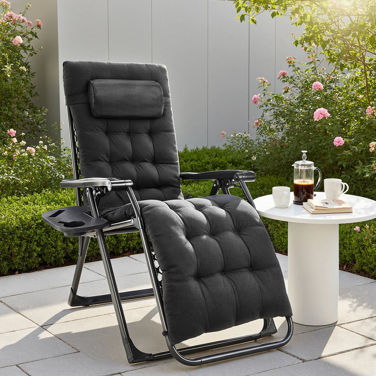JHK Zero Gravity Portable Recliner Lounge Chair With Cup Holder