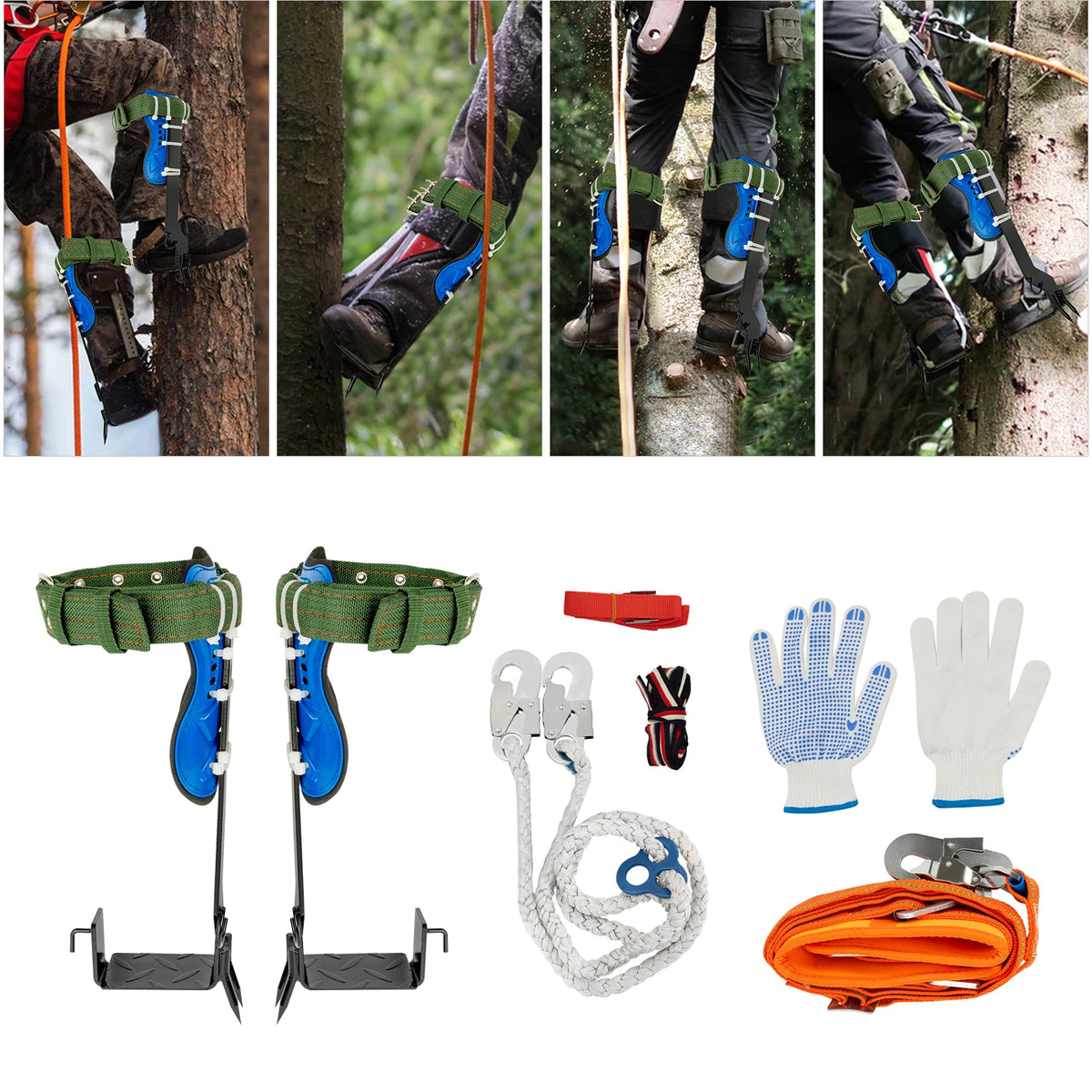 Professional Tree Climbing Spikes Kit Safety Belt Harness for Arborists