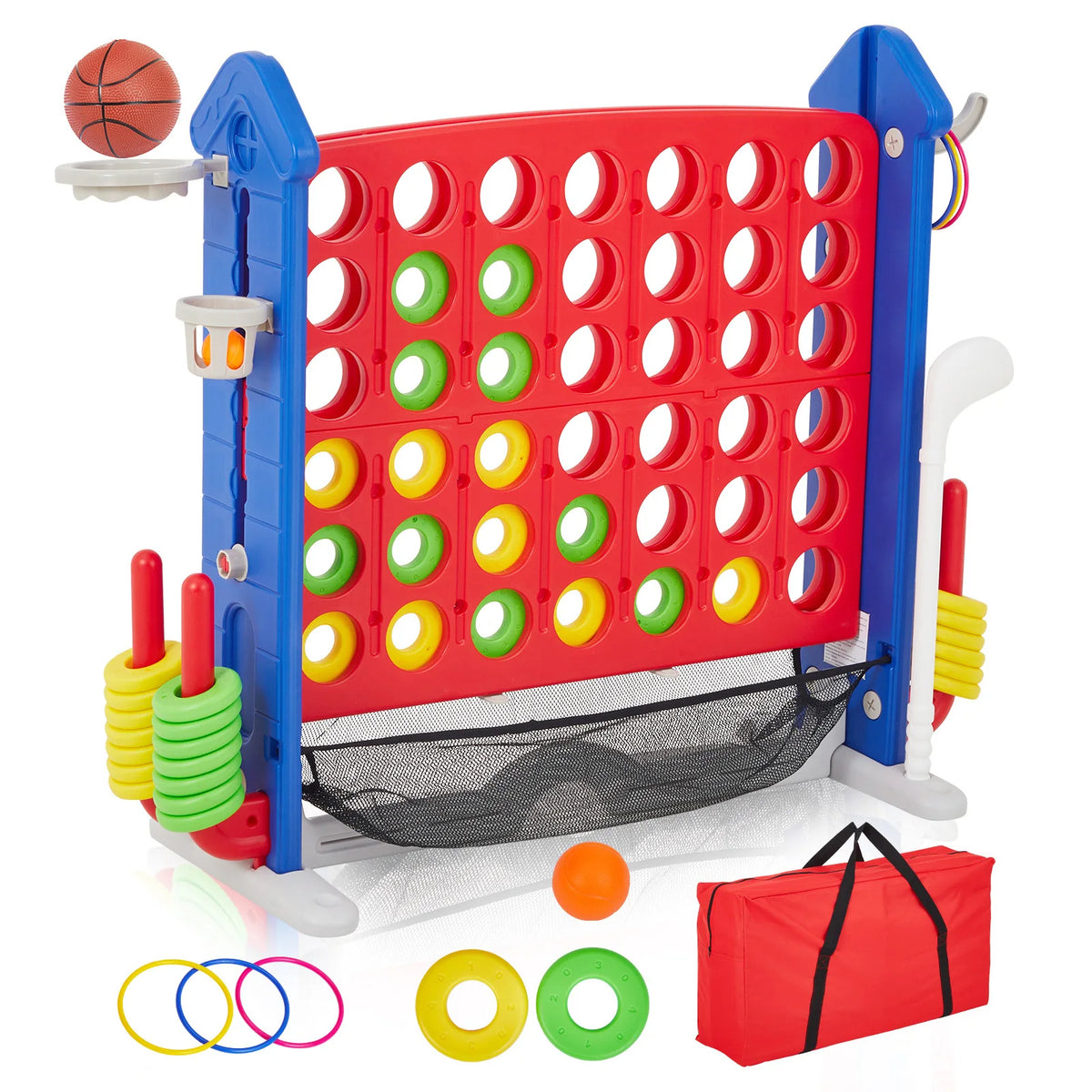 Versatile Outdoor Giant Connect Game Set Basketball Hoop Ring Toss