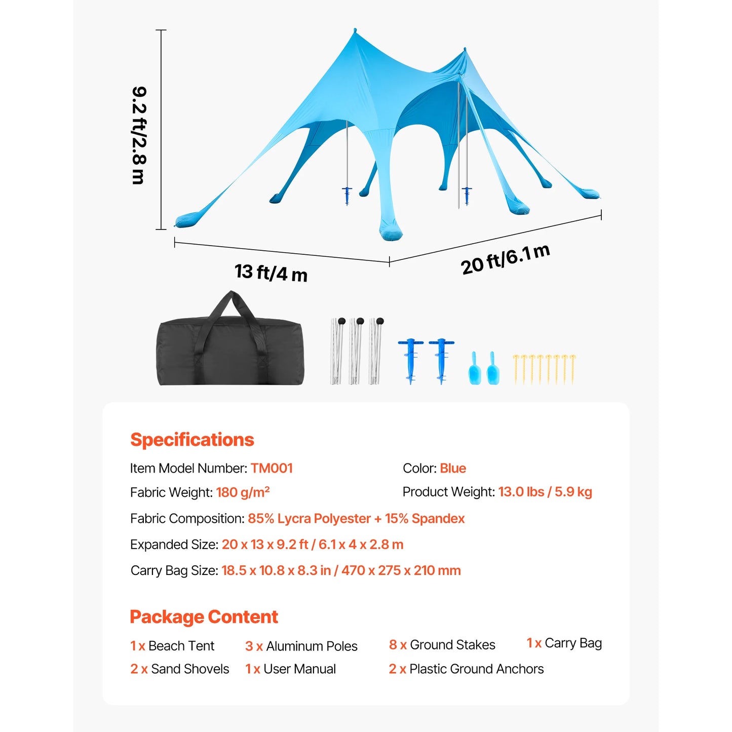 SucceBuy Pop Up Beach Tent With UPF50+ Sun Shelter