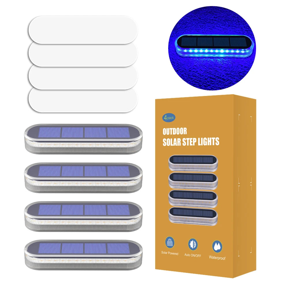 Solar Led Deck Lights Four Pack Waterproof Outdoor Automatic Control
