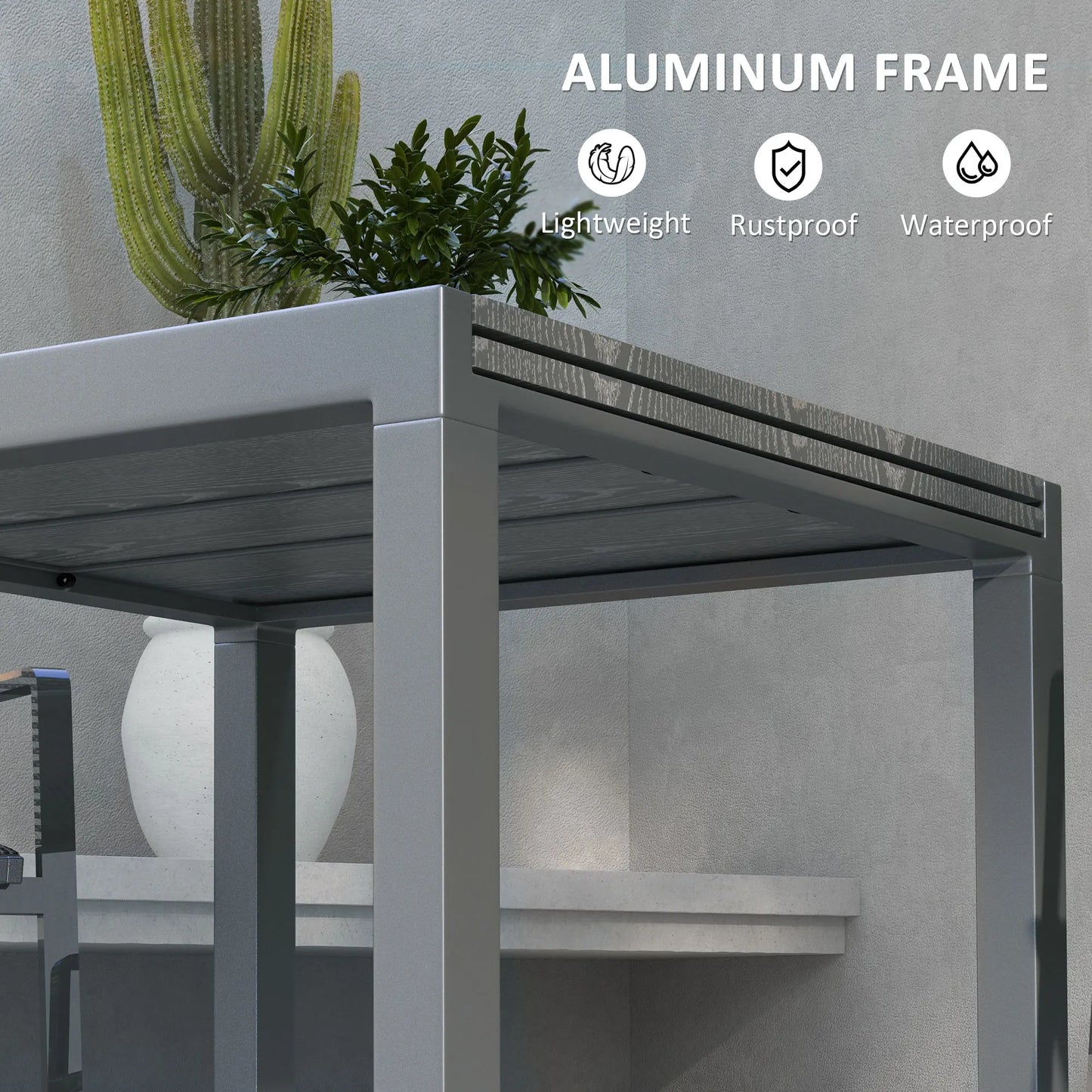 Extendable Outdoor Dining Table With Sturdy Aluminum Frame