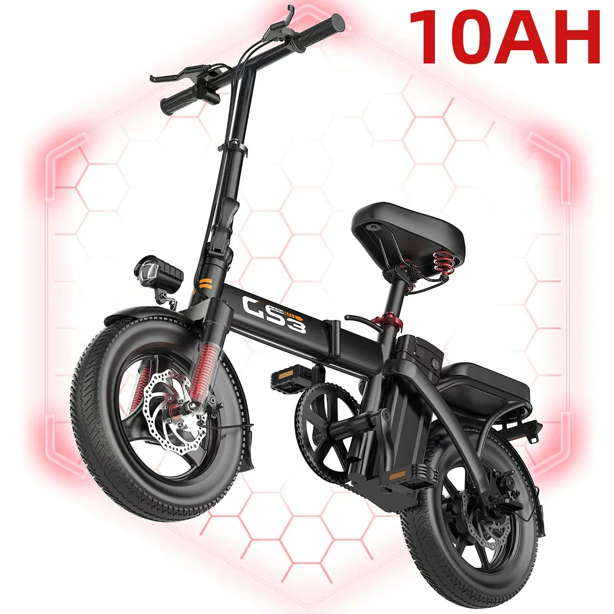 Uplee GS3 Electric Bike 500W 48V 15Ah Removable Battery Fat Tire 14 Inch Folding Electric Bike E-City EBike Electric Bicycle LED
