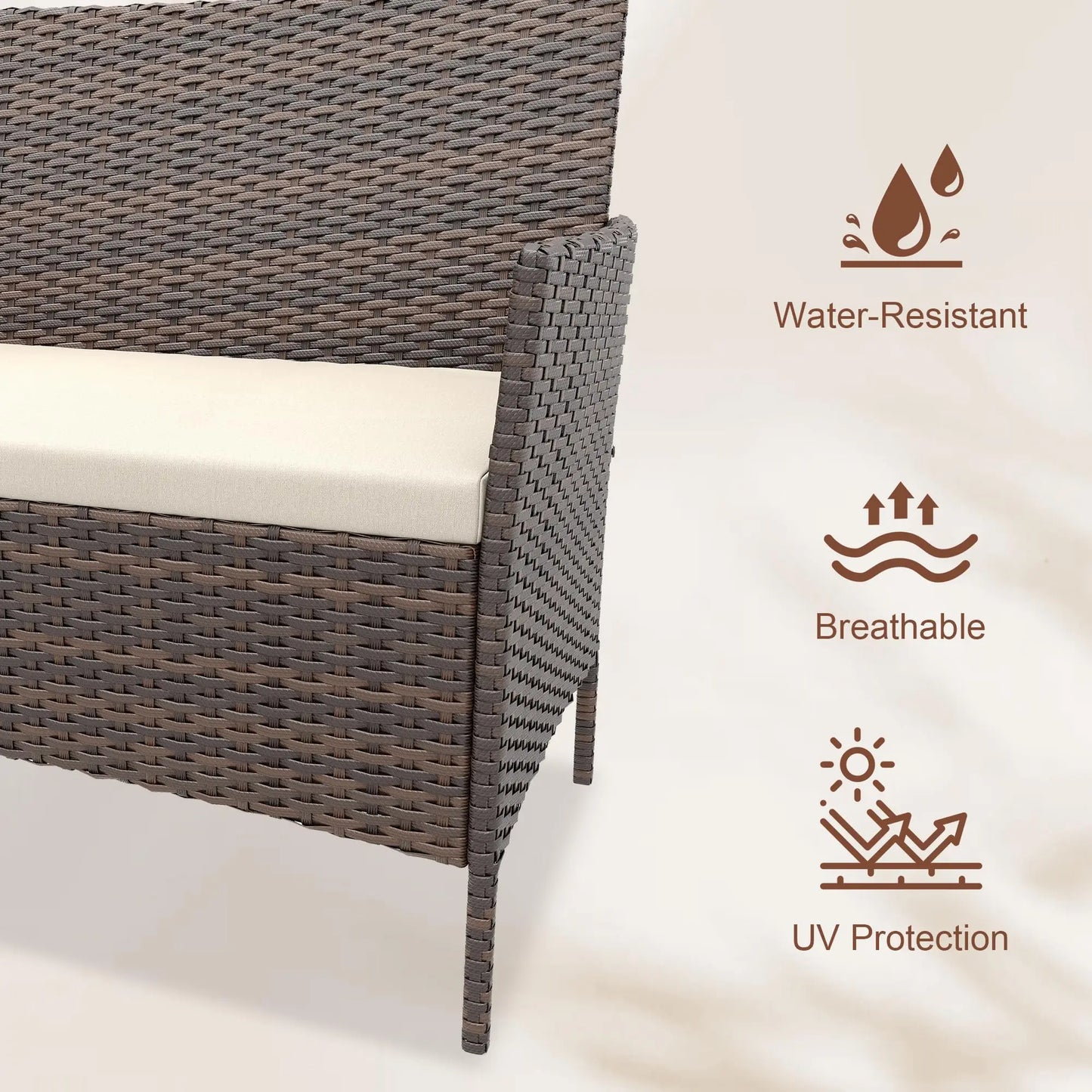 HiMISS 4 Piece Outdoor Rattan Bistro Set With Cushioned Sofa