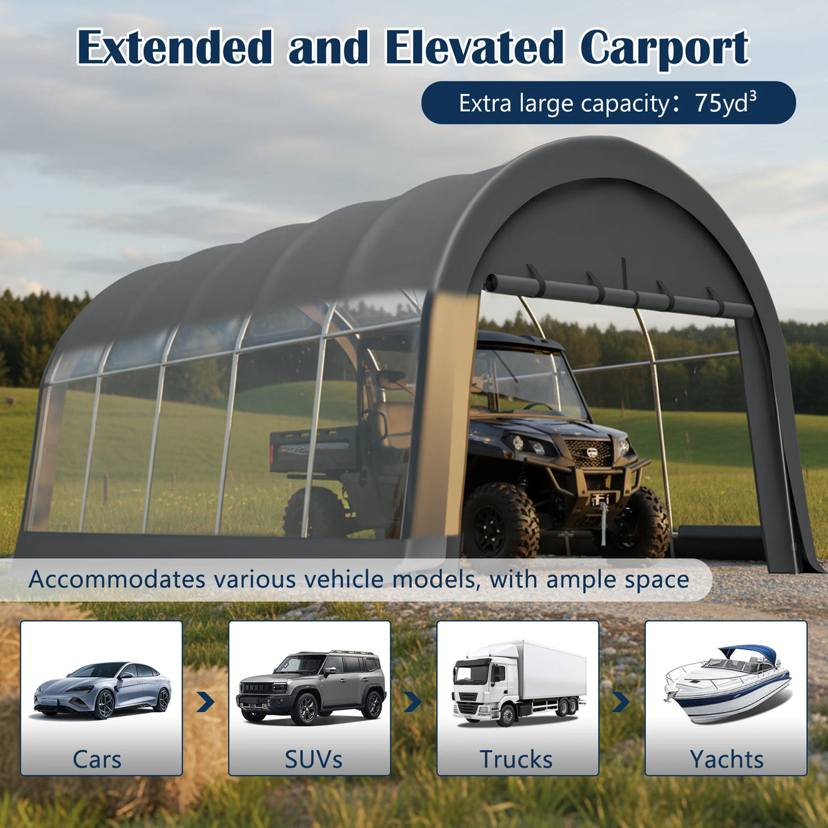 GIHAUVIA Heavy Duty Steel Frame Waterproof Carport Canopy Vented Roof