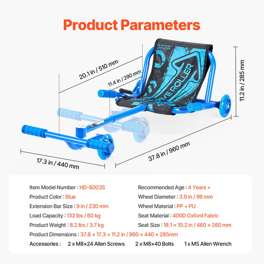 SucceBuy Ride On Scooter Zig Zag Motion Drifting Toy
