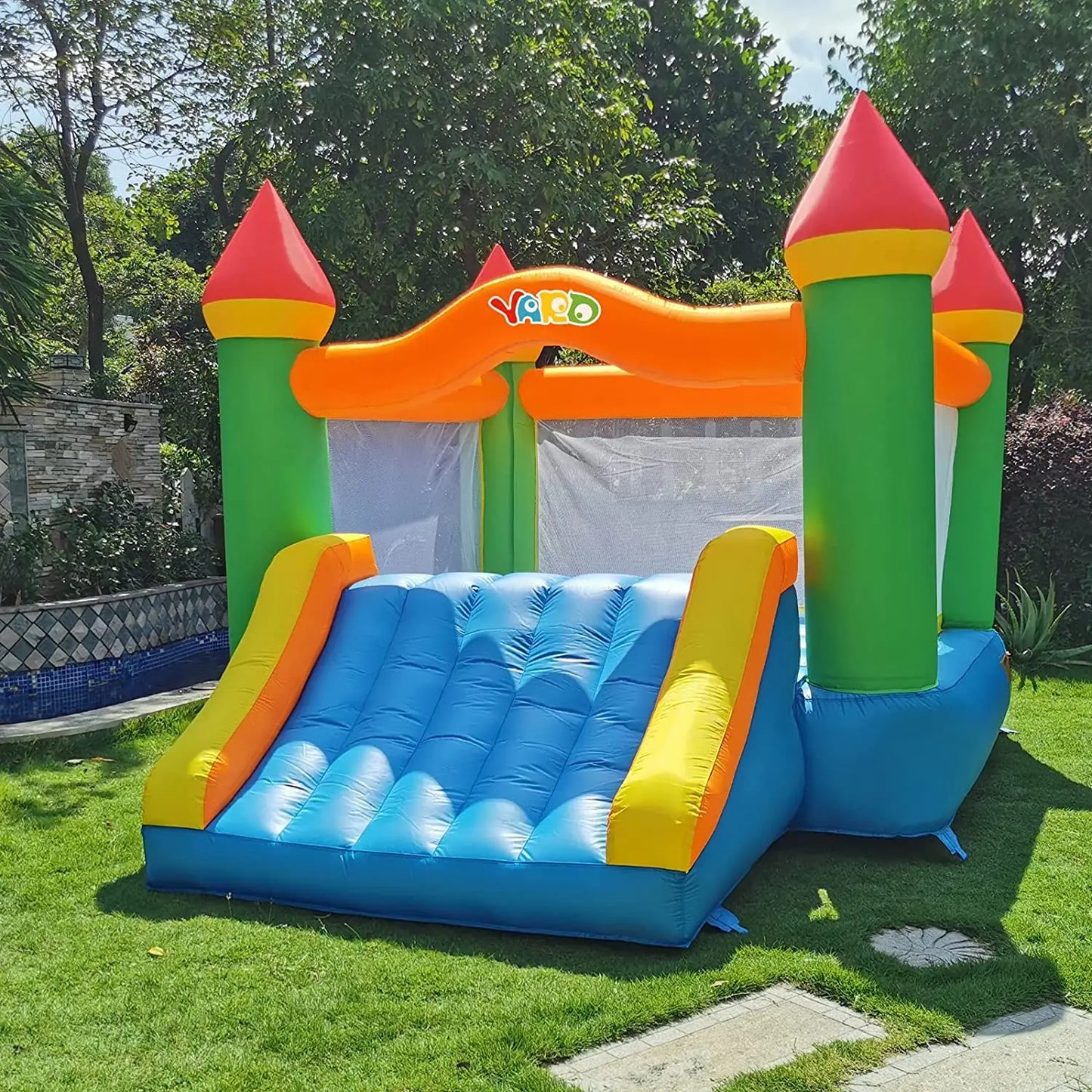 Inflatable Bounce House With Slide For Outdoor Backyard Use
