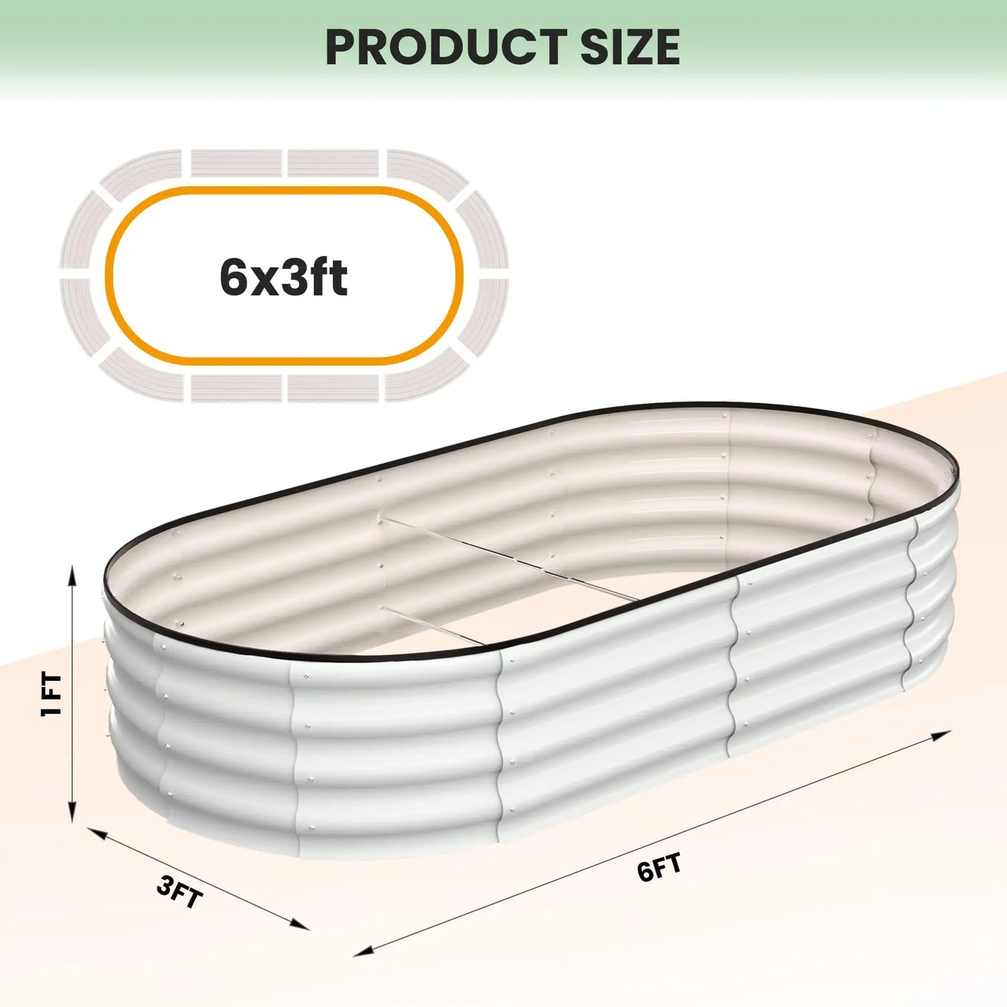 HiMISS Galvanized Steel Oval Raised Garden Bed Planter