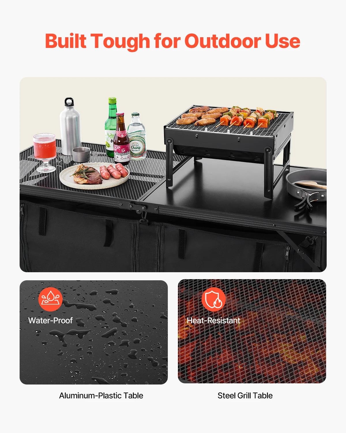 SucceBuy Camping Kitchen Table Outdoor Portable Cook Station