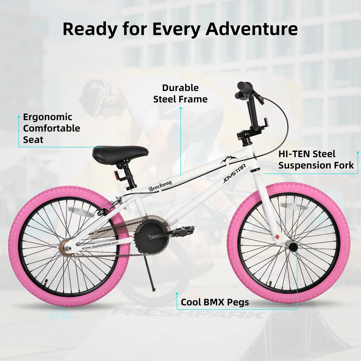 JOYSTAR Brockway Freestyle Kids BMX Bike With Pegs For Beginners