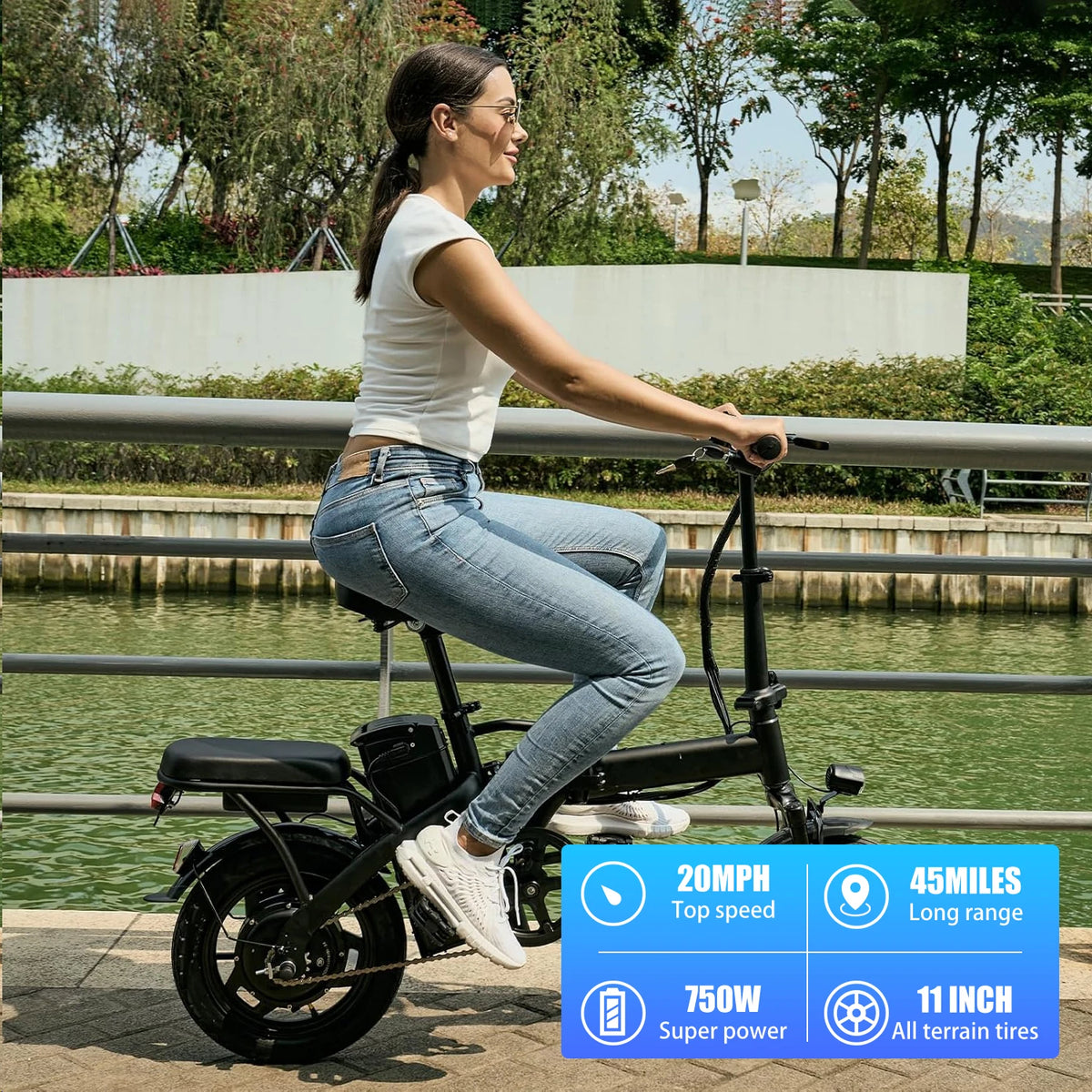 HEZZO T5 Folding Electric Bike 750W Peak Motor Disc Brakes