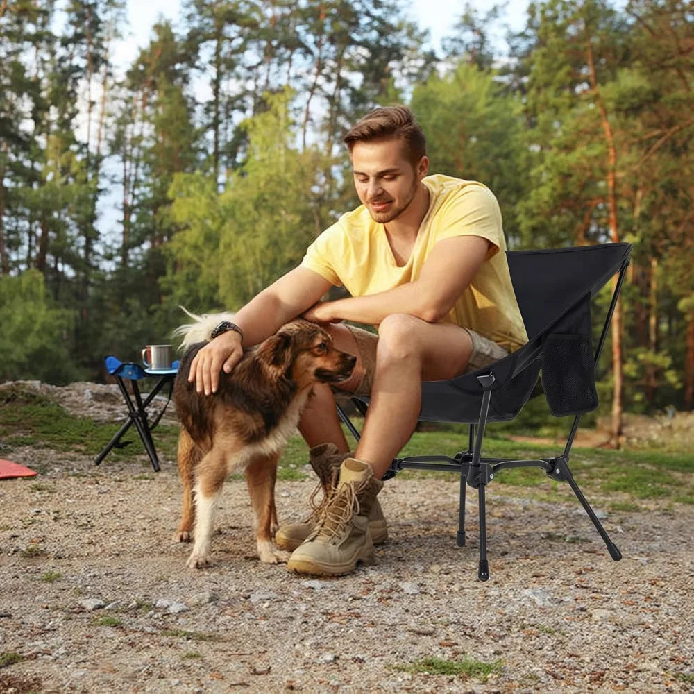 Portable Lightweight Foldable Camping Chair for Adults with Breathable Mesh and Storage Pocket