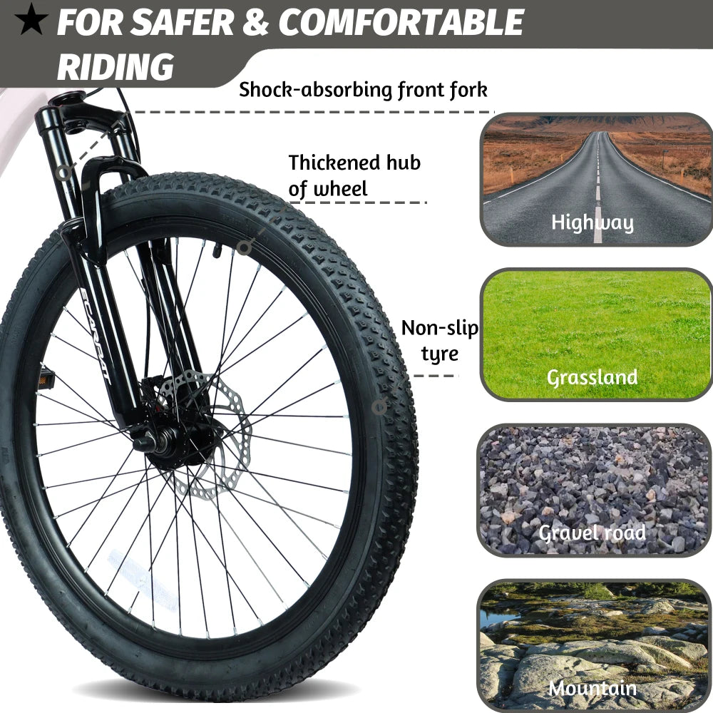 Youth Mountain Bike With 7 Speeds And Front Suspension