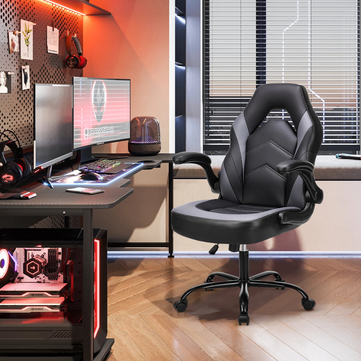 JHK Ergonomic Adjustable Gaming Chair With Flip Up Arms