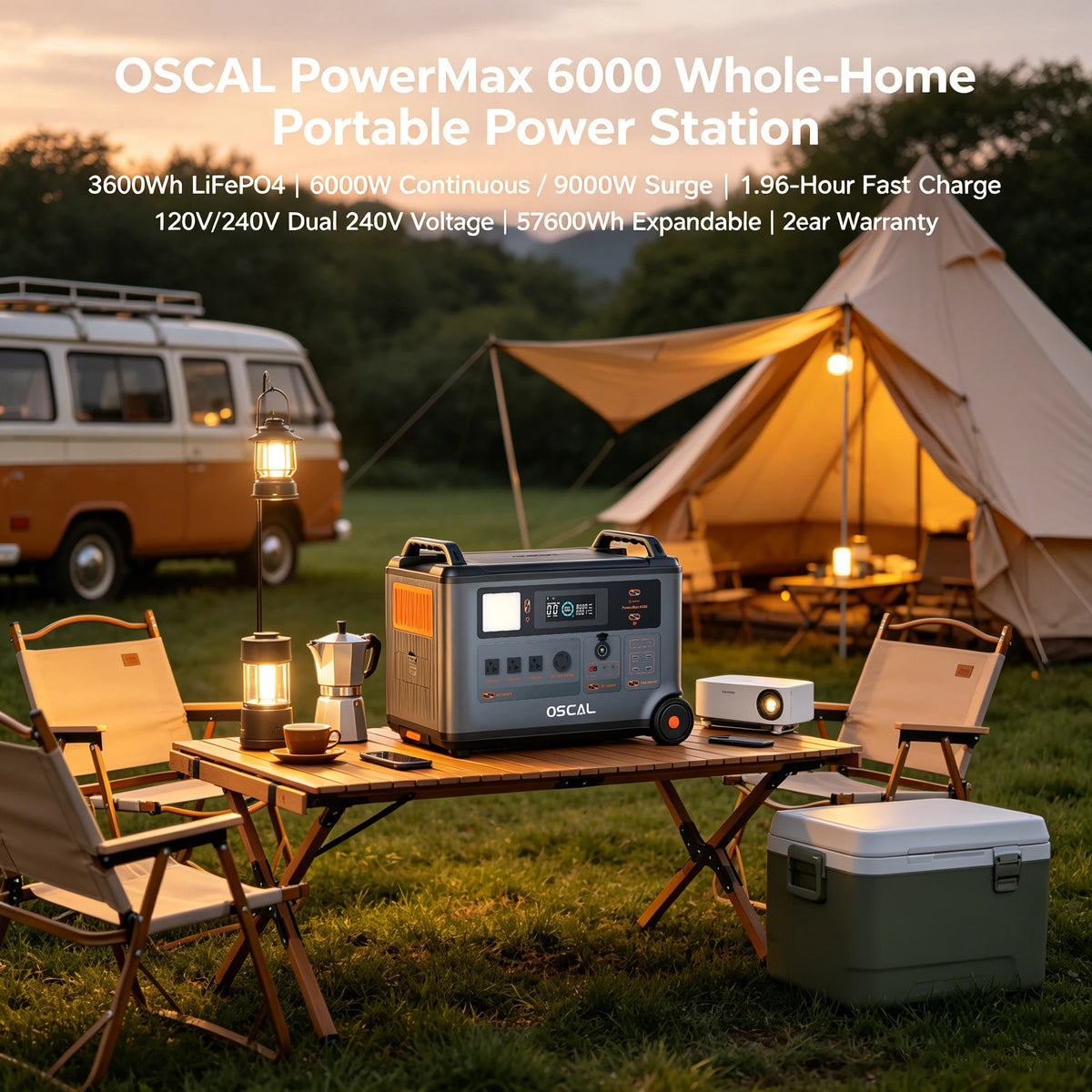 Oscal PowerMax 6000 Portable Solar Generator 3600Wh LiFePO4