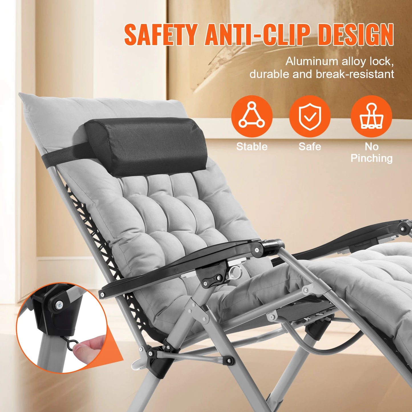 SucceBuy Adjustable Zero Gravity Chair With Footrest And Cup Holder