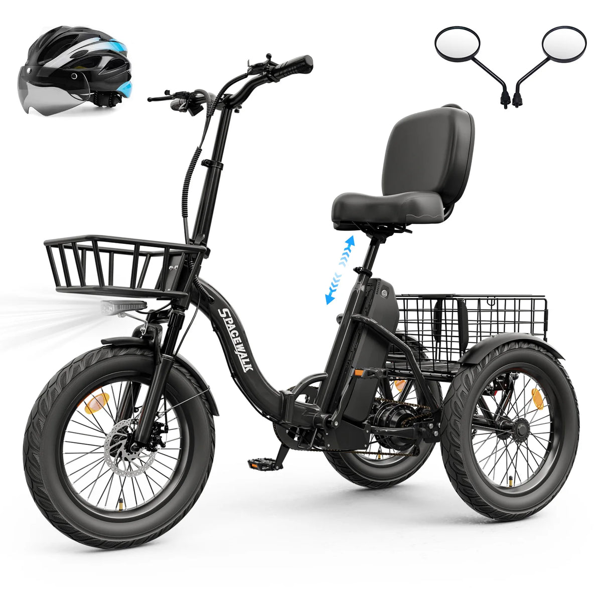 EILLEO SPACEWALK Folding Adult Electric Tricycle With Cargo Basket