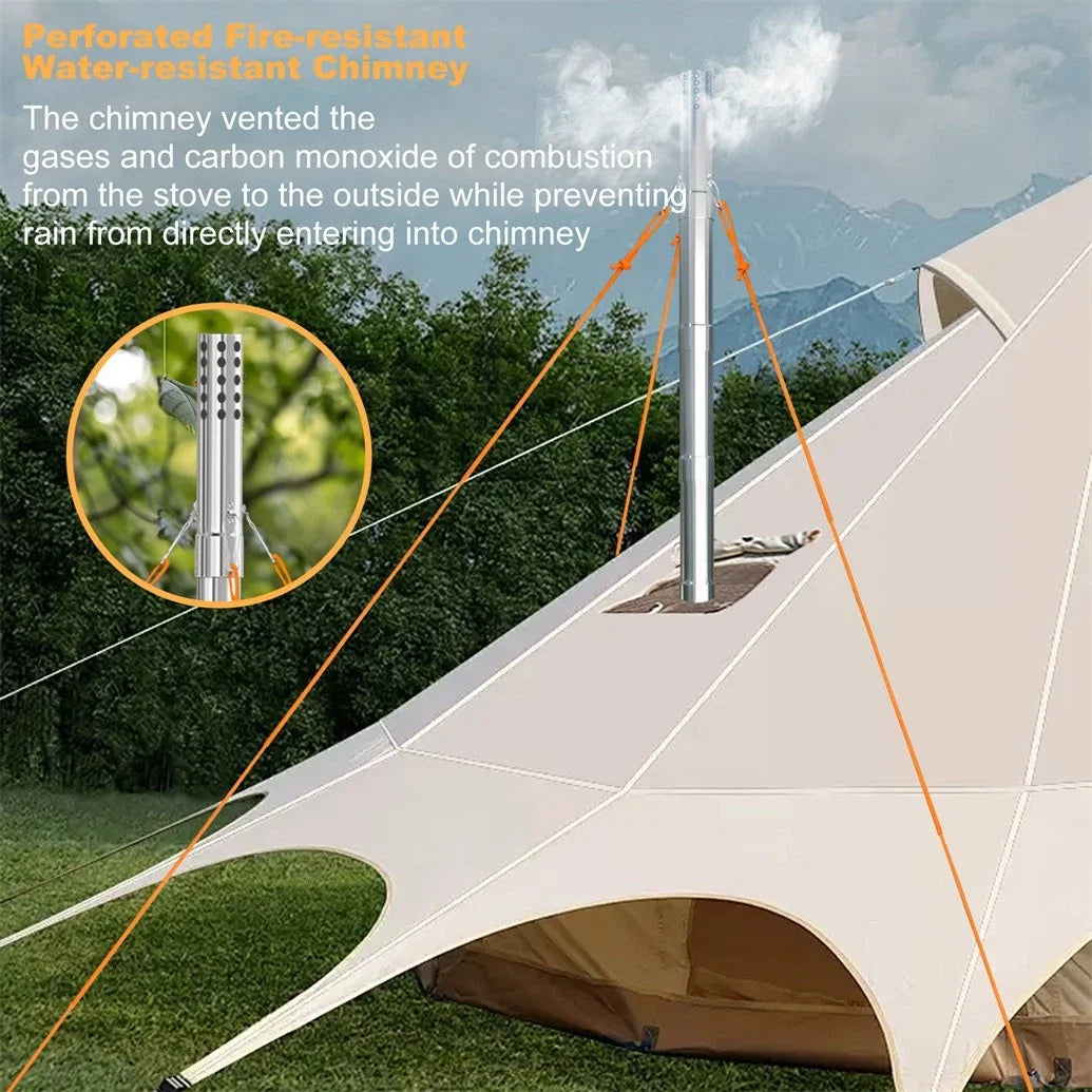 Portable Wood Burning Stove With 6 Stainless Chimney Pipes