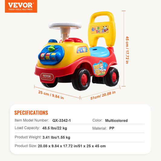 SucceBuy Push Ride On Car With Music And Steering Wheel
