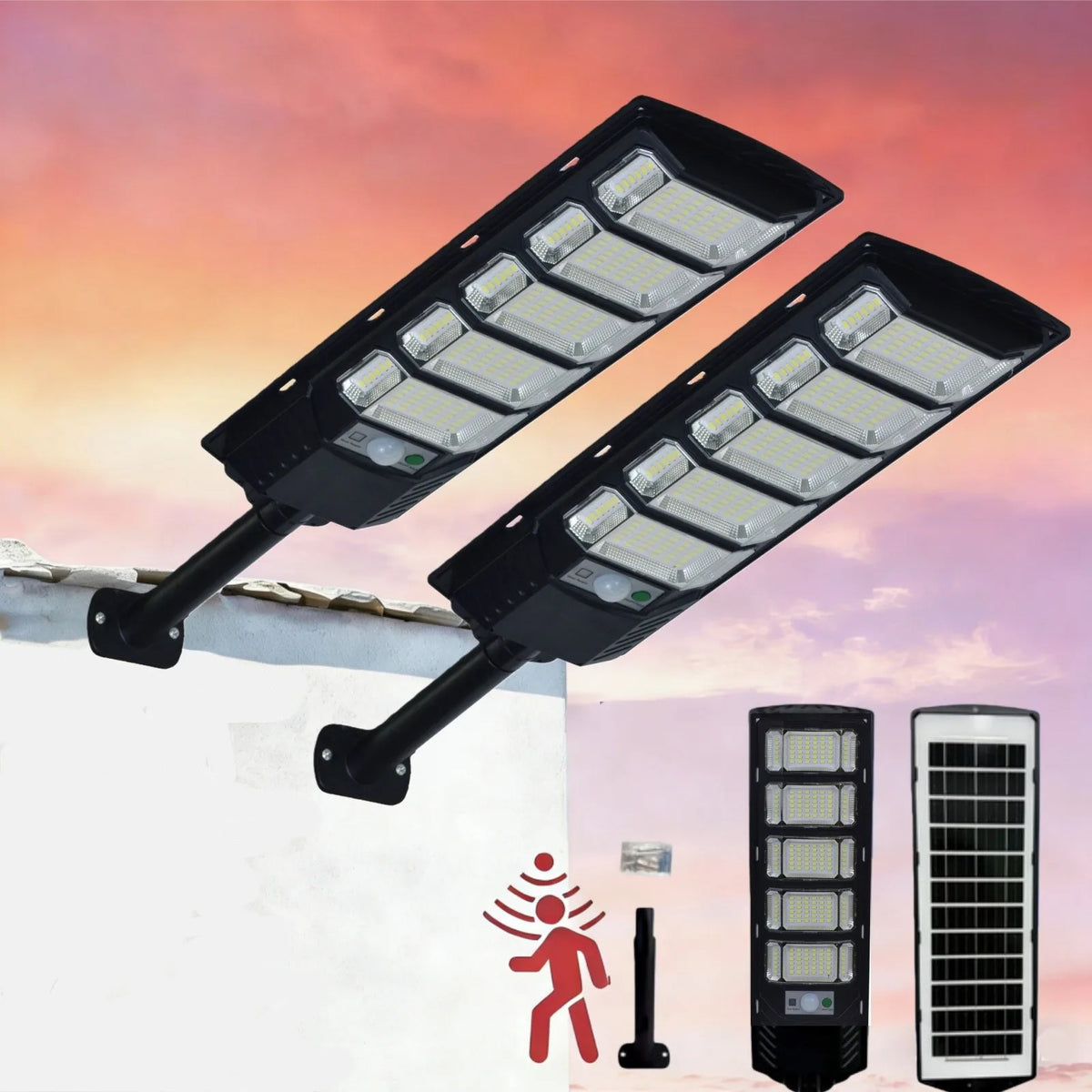 Solar Street Lights With Motion Sensor Dusk To Dawn Waterproof Installation
