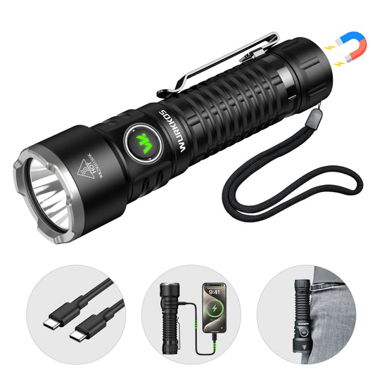 Wurkkos TS28 Tactical Flashlight 3200 Lumens Rechargeable USB C Light