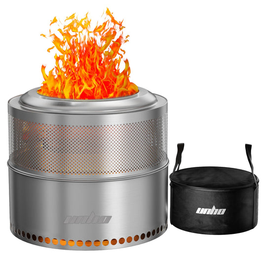 Portable Stainless Steel Smokeless Fire Pit With Carry Bag