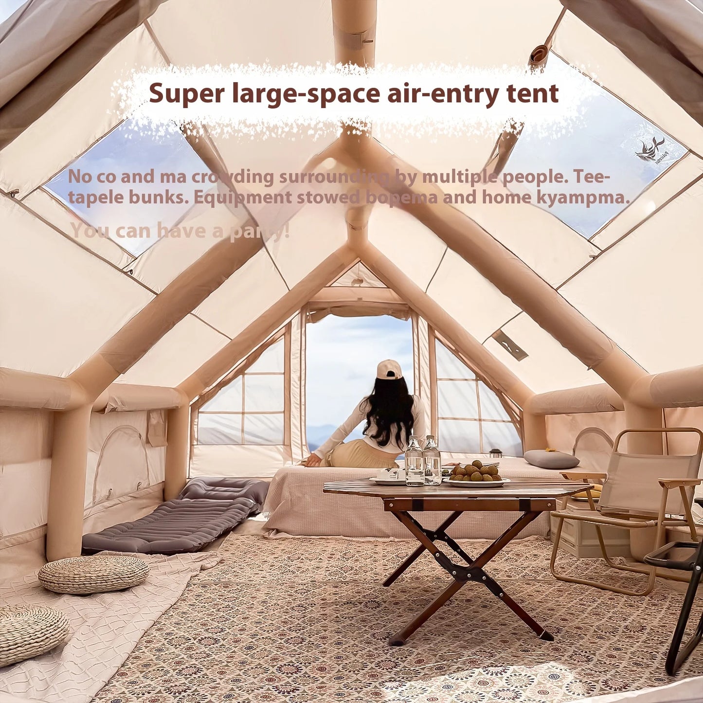 Pakicetus Luxury Inflatable Camping Tent With Integrated Stove Port