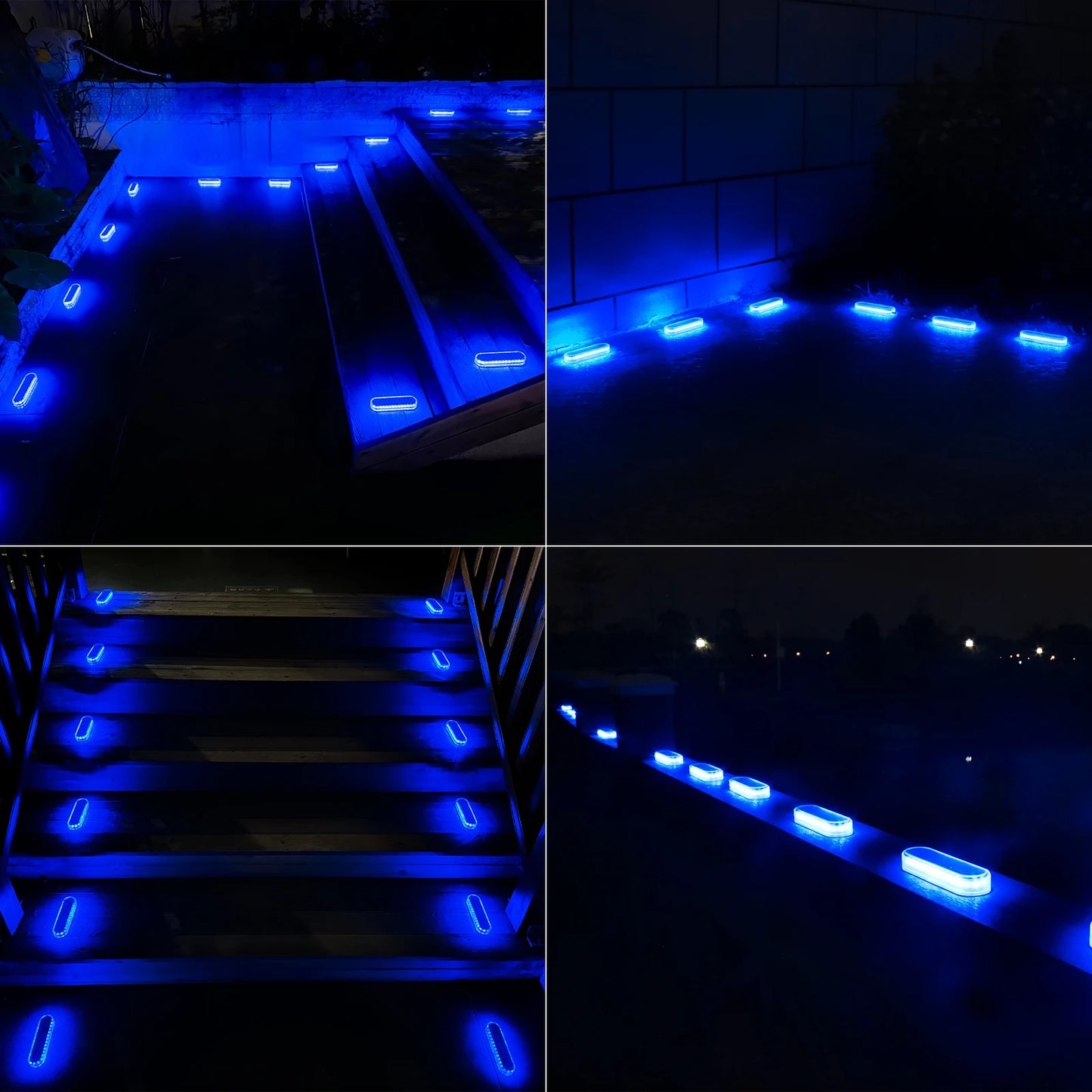 Solar Led Deck Lights Four Pack Waterproof Outdoor Automatic Control