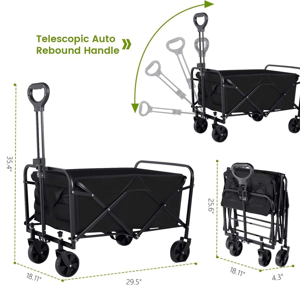 Heavy Duty Foldable Steel Utility Wagon For Outdoor Camping